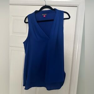 Bright blue size Large Vince camuto v neck sleeveless blouse.